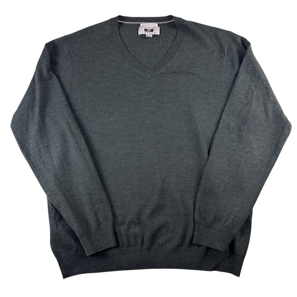 Jos A Bank Sweater Men's XL Green 100% Merino Wool V- Neck Long Sleeve Pullover